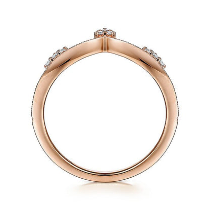 Gabriel & Co. LR51459K45JJ 14K Rose Gold Diamond Cluster Chevron Ring