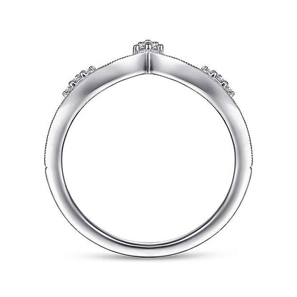 Gabriel & Co. LR51459W45JJ 14K White Gold Diamond Cluster Chevron Ring