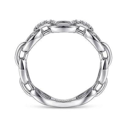 Gabriel & Co. LR51461W45JJ 14K White Gold Diamond Oval Link Chain Ladies Ring