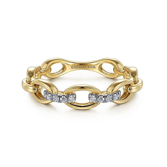 Gabriel & Co. LR51461Y45JJ 14K Yellow Gold Diamond Oval Link Chain Ladies Ring