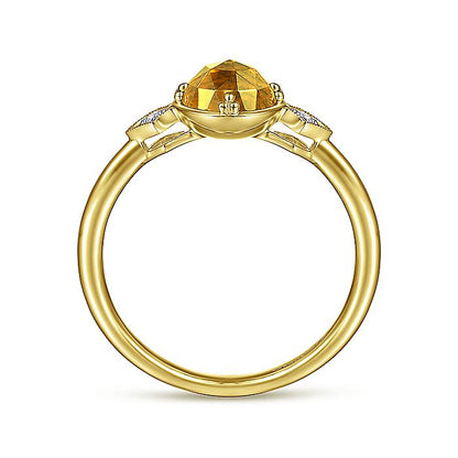Gabriel & Co. LR51462Y45CT 14K Yellow Gold Three Stone Citrine and Diamond Ring