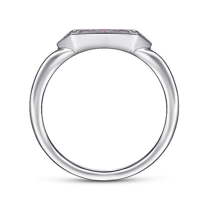 Gabriel & Co. LR51464W45RA 14K White Gold Diamond and Trio Princess Cut Ruby Ladies Ring