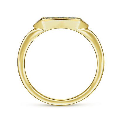 Gabriel & Co. LR51464Y45SA 14K Yellow Gold Diamond and Trio Princess Cut Sapphire Ladies Ring