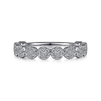 Gabriel & Co. LR51478W45JJ 14K White Gold Round Diamond Pavé Cluster Ring