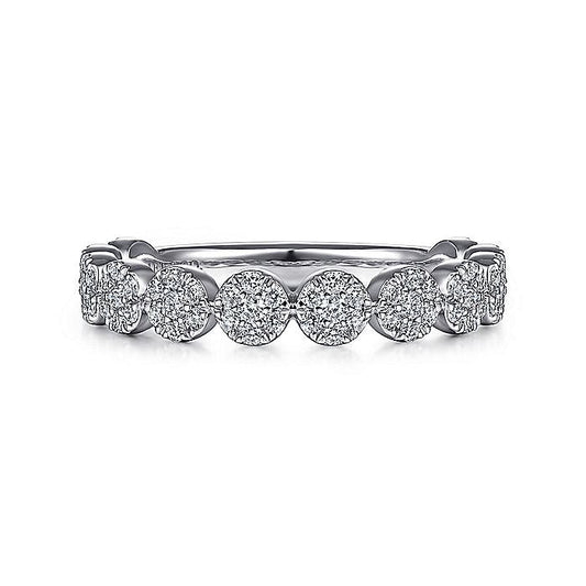 Gabriel & Co. LR51478W45JJ 14K White Gold Round Diamond Pavé Cluster Ring