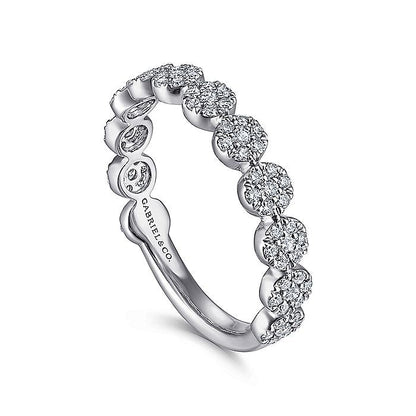 Gabriel & Co. LR51478W45JJ 14K White Gold Round Diamond Pavé Cluster Ring