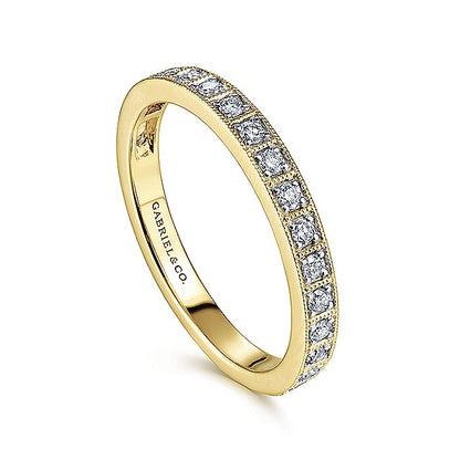 Gabriel & Co. LR51479Y45JJ 14K Yellow Gold Square Set Round Diamond Stackable  Band