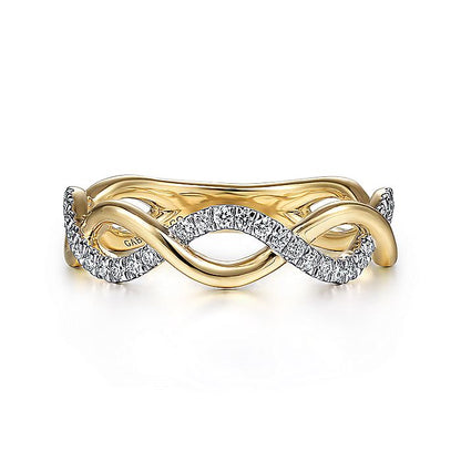 Gabriel & Co. LR51482Y45JJ 14K Yellow Gold Twisted Diamond Stackable Ring