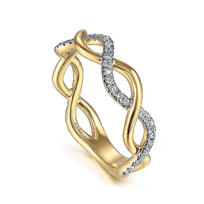 Gabriel & Co. LR51482Y45JJ 14K Yellow Gold Twisted Diamond Stackable Ring