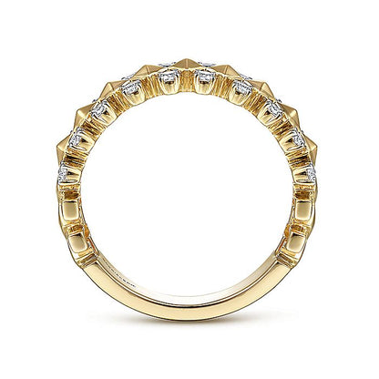 Gabriel & Co. LR51546Y45JJ 14K Yellow Gold Geometric Diamond Station Grommet Ring