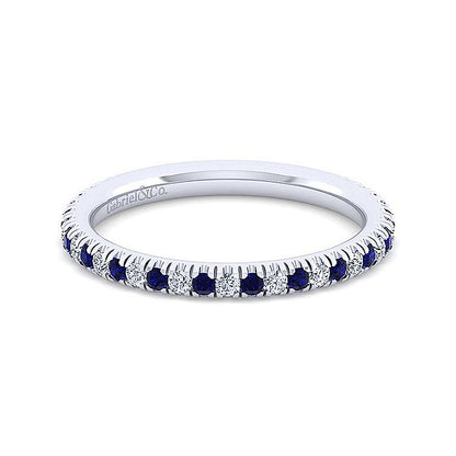 Gabriel & Co. LR51580W45SA 14K White Gold Sapphire and Diamond Stackable Band