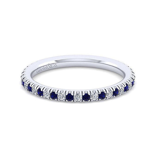 Gabriel & Co. LR51580W45SA 14K White Gold Sapphire and Diamond Stackable Band