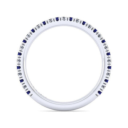 Gabriel & Co. LR51580W45SA 14K White Gold Sapphire and Diamond Stackable Band