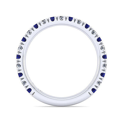 Gabriel & Co. LR51581W45SA 14K White Gold Sapphire and Diamond Stackable Band