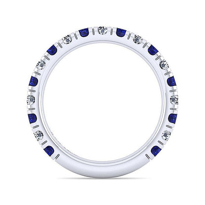 Gabriel & Co. LR51582W45SA 14K White Gold Sapphire and Diamond Stackable Band