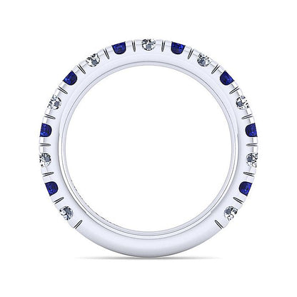 Gabriel & Co. LR51583W45SA 14K White Gold Sapphire and Diamond Stackable Band