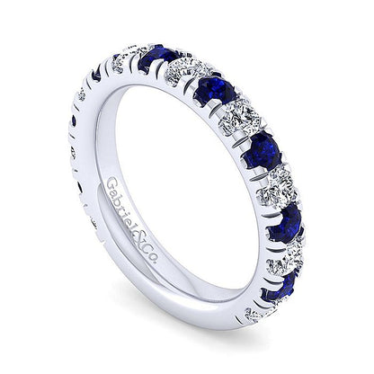 Gabriel & Co. LR51583W45SA 14K White Gold Sapphire and Diamond Stackable Band