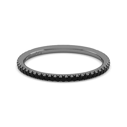 Gabriel & Co. LR51592B4JBD 14K White Gold-Black Rhodium Black Diamond Stackable Diamond Band