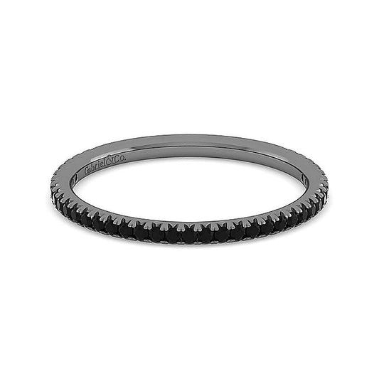 Gabriel & Co. LR51592B4JBD 14K White Gold-Black Rhodium Black Diamond Stackable Diamond Band