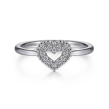 Gabriel & Co. LR51600W45JJ 14K White Gold Diamond Pavé Open Heart Ring