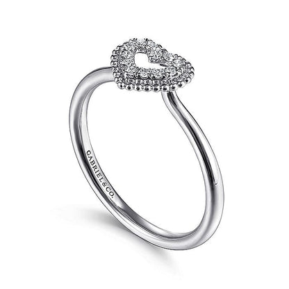 Gabriel & Co. LR51600W45JJ 14K White Gold Diamond Pavé Open Heart Ring