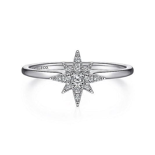Gabriel & Co. LR51609W45JJ 14K White Gold Diamond Starburst Ring