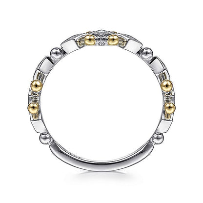Gabriel & Co. LR51612M45JJ 14K Yellow-White Gold Beaded Diamond Stackable Ring