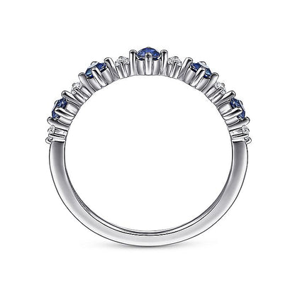 Gabriel & Co. LR51614W45SA 14K White Gold Alternating Round Diamond and Sapphire Ring