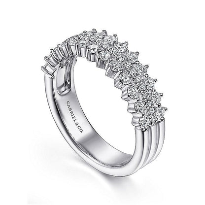 Gabriel & Co. LR51639W45JJ 14K White Gold Three Row Diamond Band