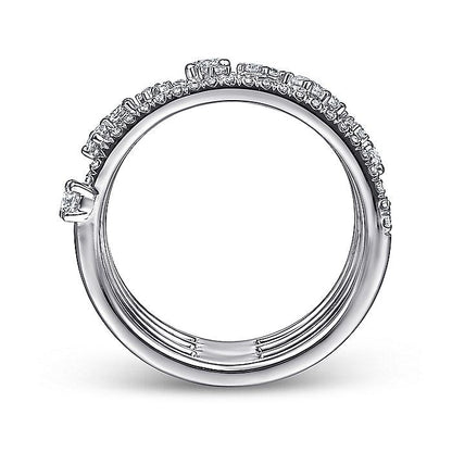 Gabriel & Co. LR51646W45JJ 14K White Gold Five Row Pavé Ring with Cluster Diamond Accent