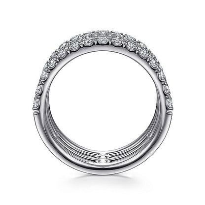 Gabriel & Co. LR51647W45JJ 14K White Gold Four Row Diamond Ring
