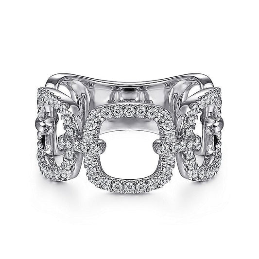 Gabriel & Co. LR51655W45JJ 14K White Gold Wide Open Diamond Square Ring