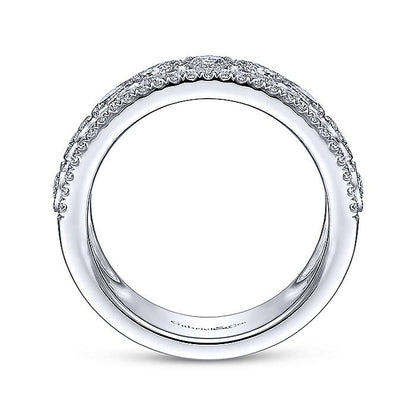 Gabriel & Co. LR51657W45JJ 14K White Gold Three Row Diamond Band