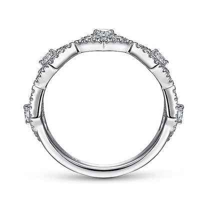 Gabriel & Co. LR51683W45JJ 14K White Gold Diamond Station Stackable Ring