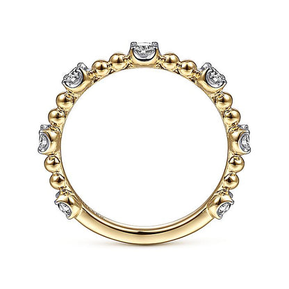 Gabriel & Co. LR51685Y45JJ 14K Yellow Gold Bujukan Ball and Diamond Station Ring
