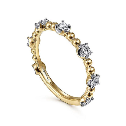 Gabriel & Co. LR51685Y45JJ 14K Yellow Gold Bujukan Ball and Diamond Station Ring