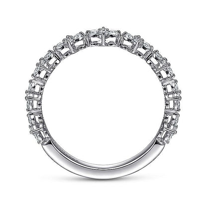 Gabriel & Co. LR51700W45JJ 14K White Gold Diamond Cluster Station Stackable Ring