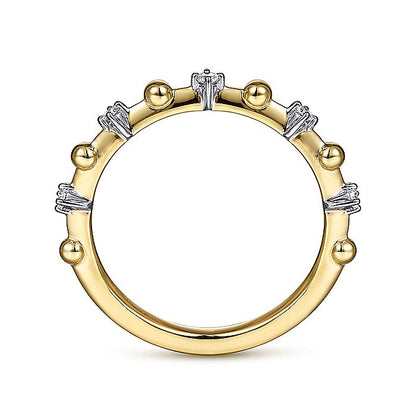 Gabriel & Co. LR51703Y45JJ 14K Yellow Gold Alternating Diamond and Bujukan Ball Ring