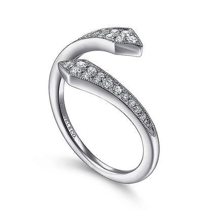 Gabriel & Co. LR51723W45JJ 14K White Gold Diamond Pavé Bypass Open Ring