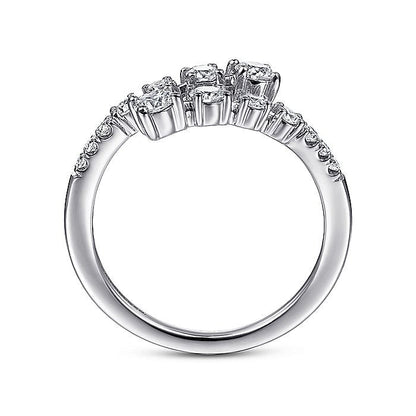Gabriel & Co. LR51725W45JJ 14K White Gold Diamond Bypass Open Ring