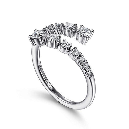 Gabriel & Co. LR51725W45JJ 14K White Gold Diamond Bypass Open Ring