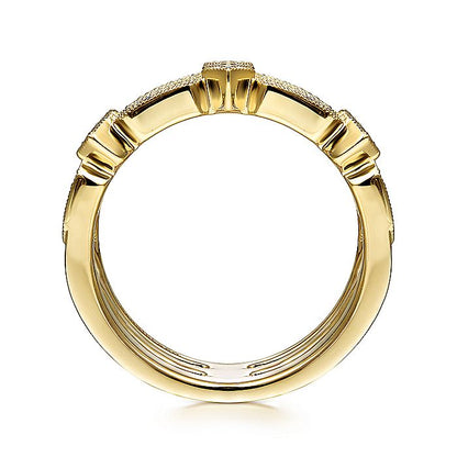 Gabriel & Co. LR51739Y45JJ 14K Yellow Gold Three Row Diamond Ring