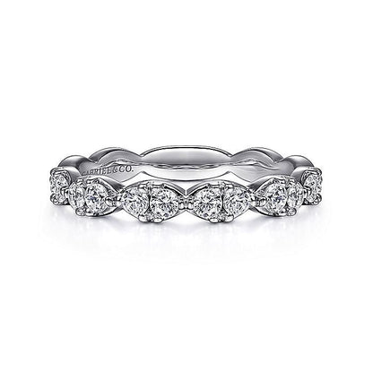 Gabriel & Co. LR51747W45JJ 14K White Gold Diamond Cluster Stackable Ring