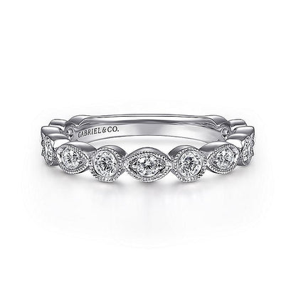 Gabriel & Co. LR51750W45JJ 14K White Gold Geometric Diamond Stackable Ring