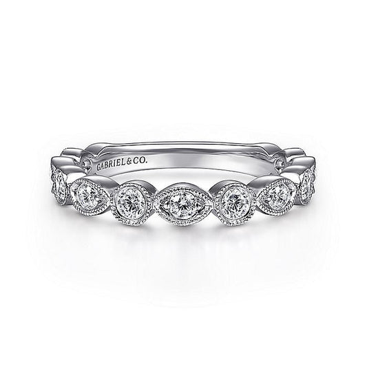 Gabriel & Co. LR51750W45JJ 14K White Gold Geometric Diamond Stackable Ring