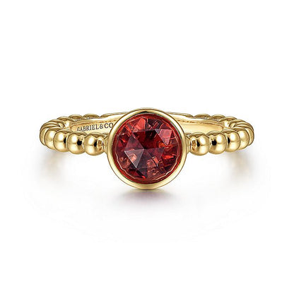 Gabriel & Co. LR51789Y4JGN 14K Yellow Gold Bezel Set Garnet Bujukan Ring