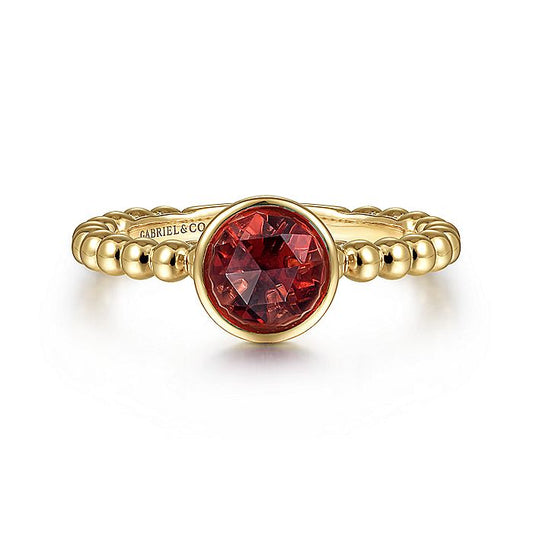 Gabriel & Co. LR51789Y4JGN 14K Yellow Gold Bezel Set Garnet Bujukan Ring