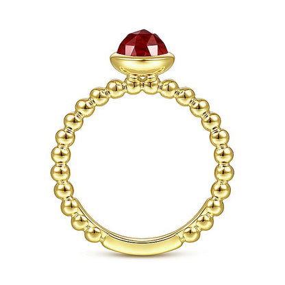 Gabriel & Co. LR51789Y4JGN 14K Yellow Gold Bezel Set Garnet Bujukan Ring