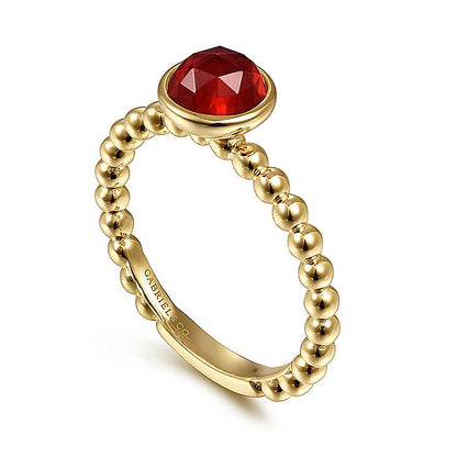 Gabriel & Co. LR51789Y4JGN 14K Yellow Gold Bezel Set Garnet Bujukan Ring