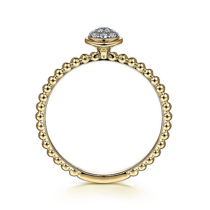 Gabriel & Co. LR51825Y45JJ 14K Yellow Gold Round Bezel Set Diamond Cluster Ring with Bujukan Beaded Shank